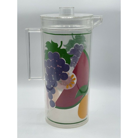 Vintage RARE STOTTER Mid-Century Plastic Fruit Pitcher and 4 Highball Glasses - Picture 9 of 11